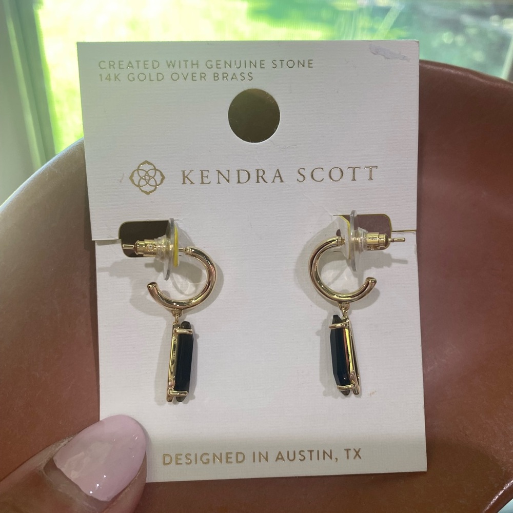Kendra Scott Gold Hoop Earrings with Black Accents